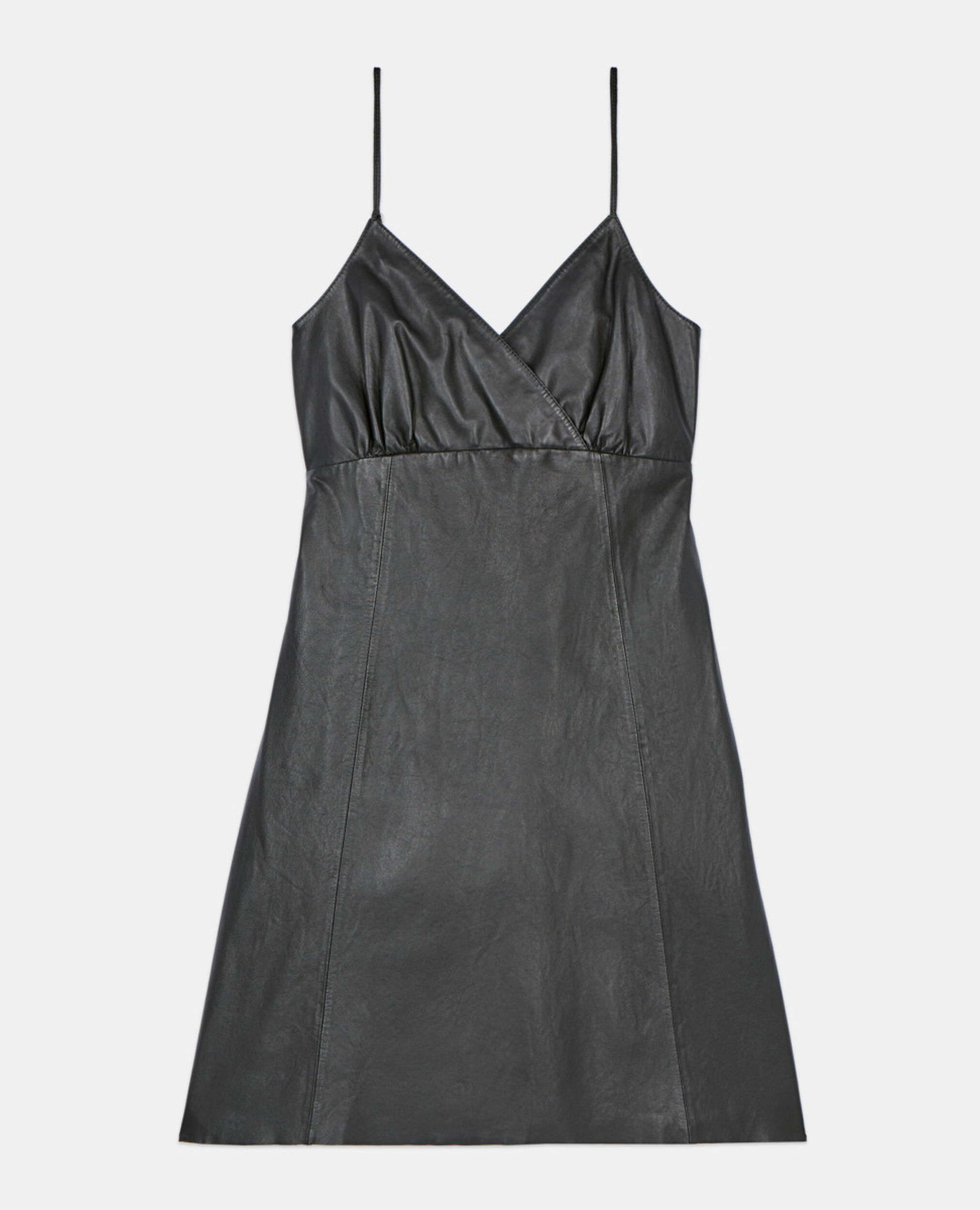 Short black leather dress, BLACK, hi-res image number null