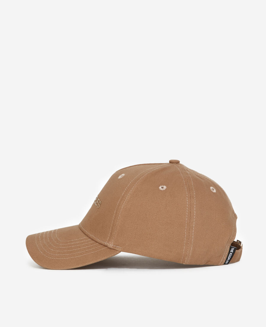 gorra de algodón beige con logo