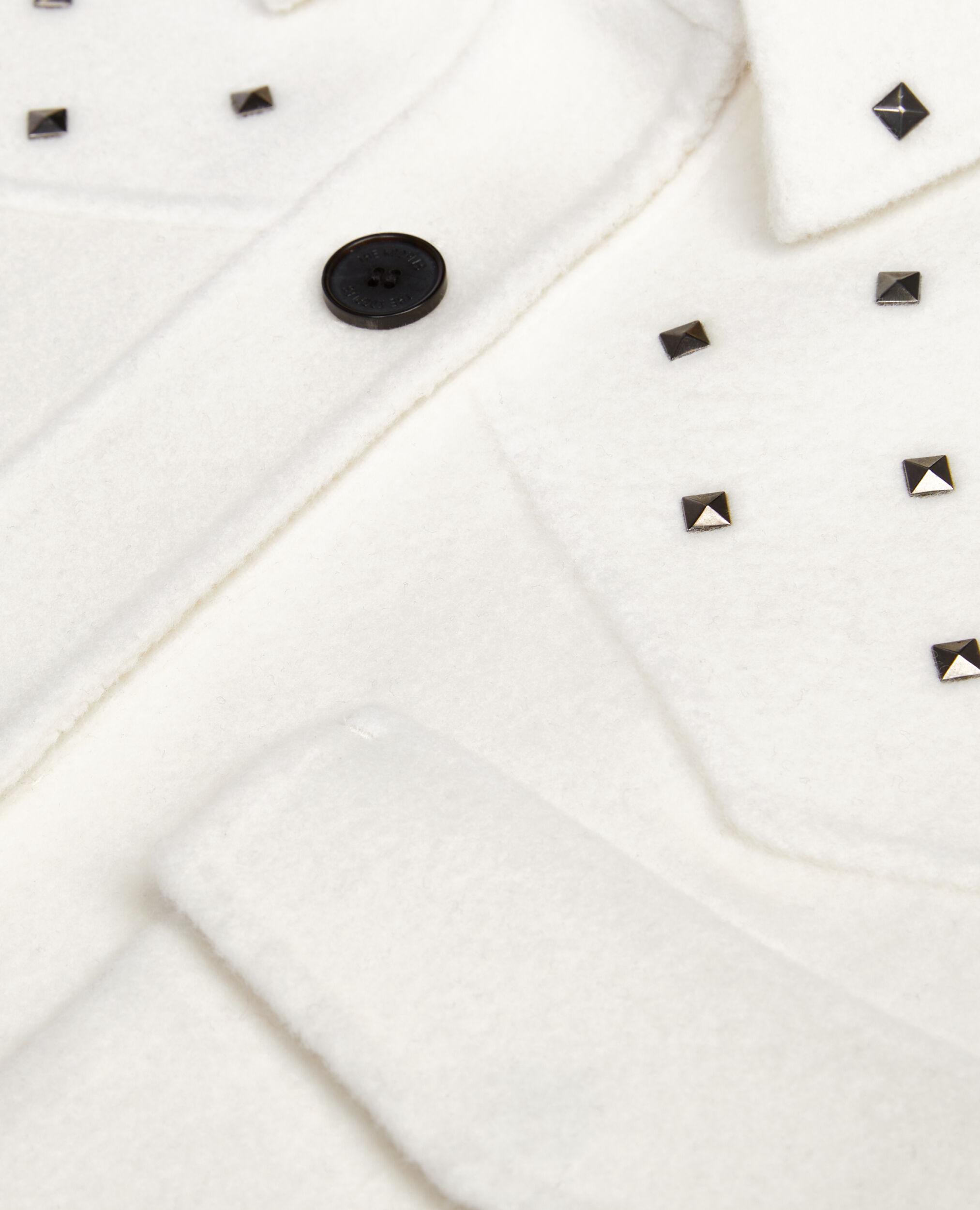 Ecru wool-blend overshirt-style jacket with studs, ECRU, hi-res image number null