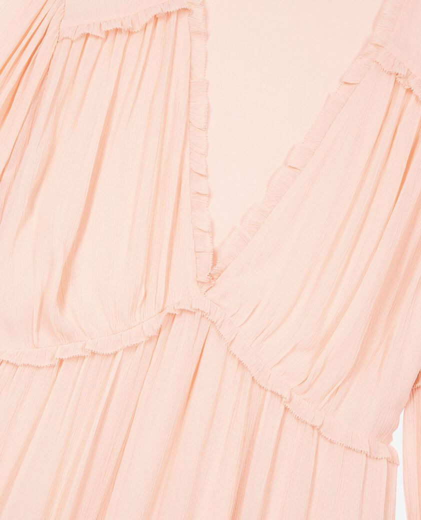 The Kooples FEMME NUDE POUDRE robe courte volant&eacute;e p&ecirc;che