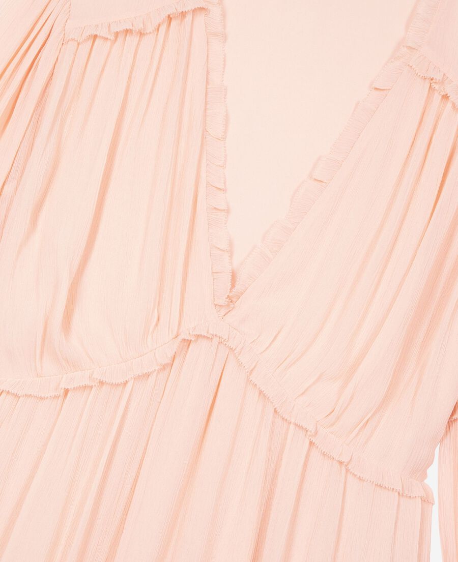 The Kooples FEMME NUDE POUDRE robe courte volant&eacute;e p&ecirc;che