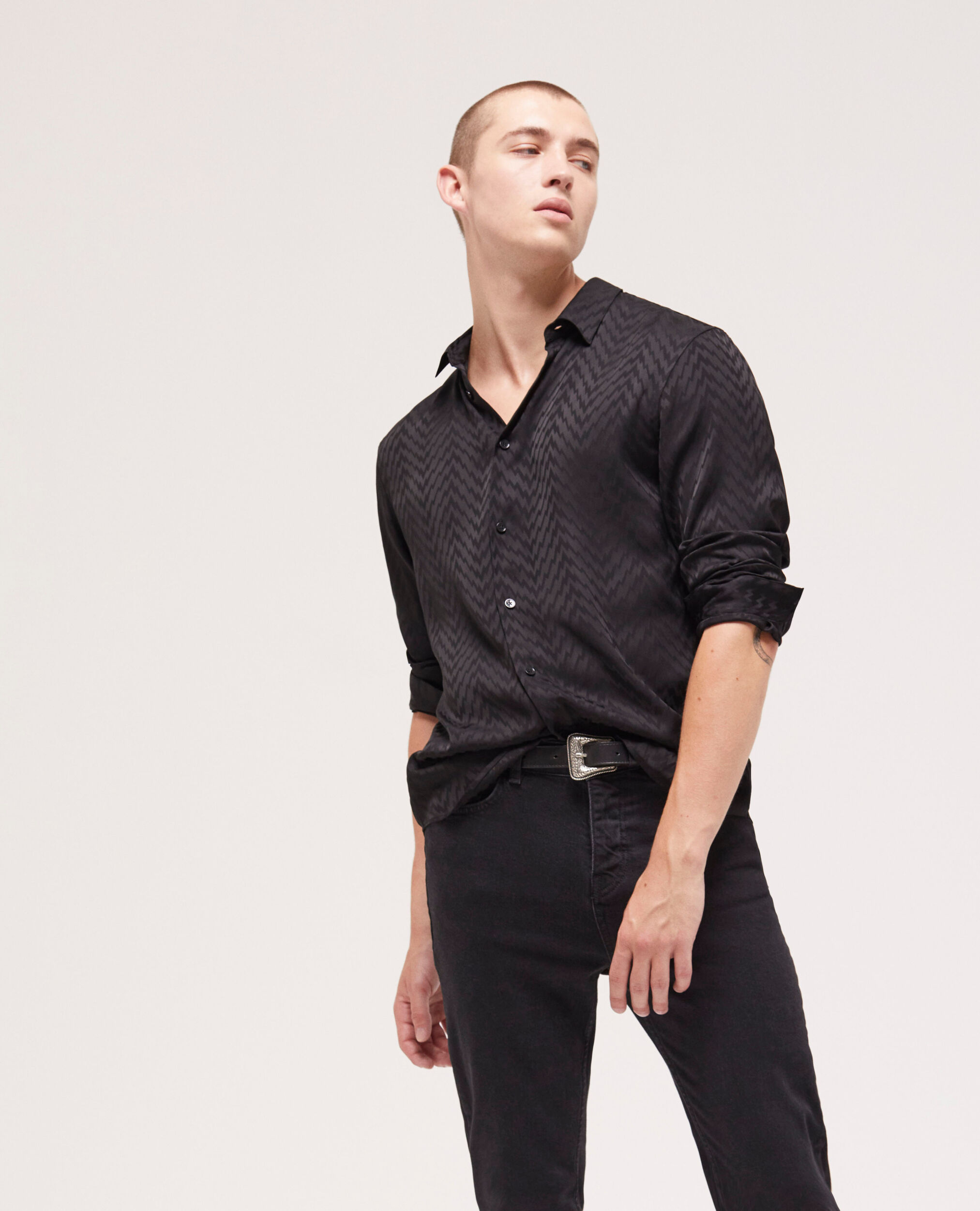 AZ FACTORY Lounge polka-dot jacquard shirt - Black