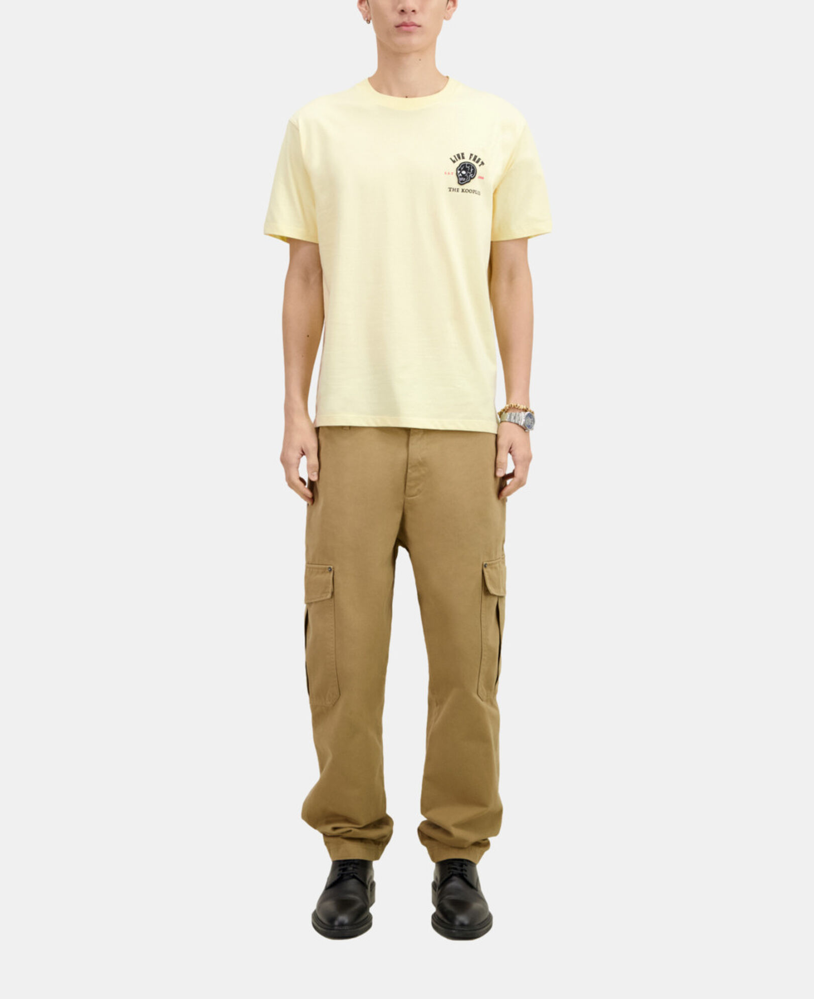 The Kooples MEN LIGHT YELLOW yellow live fast t-shirt