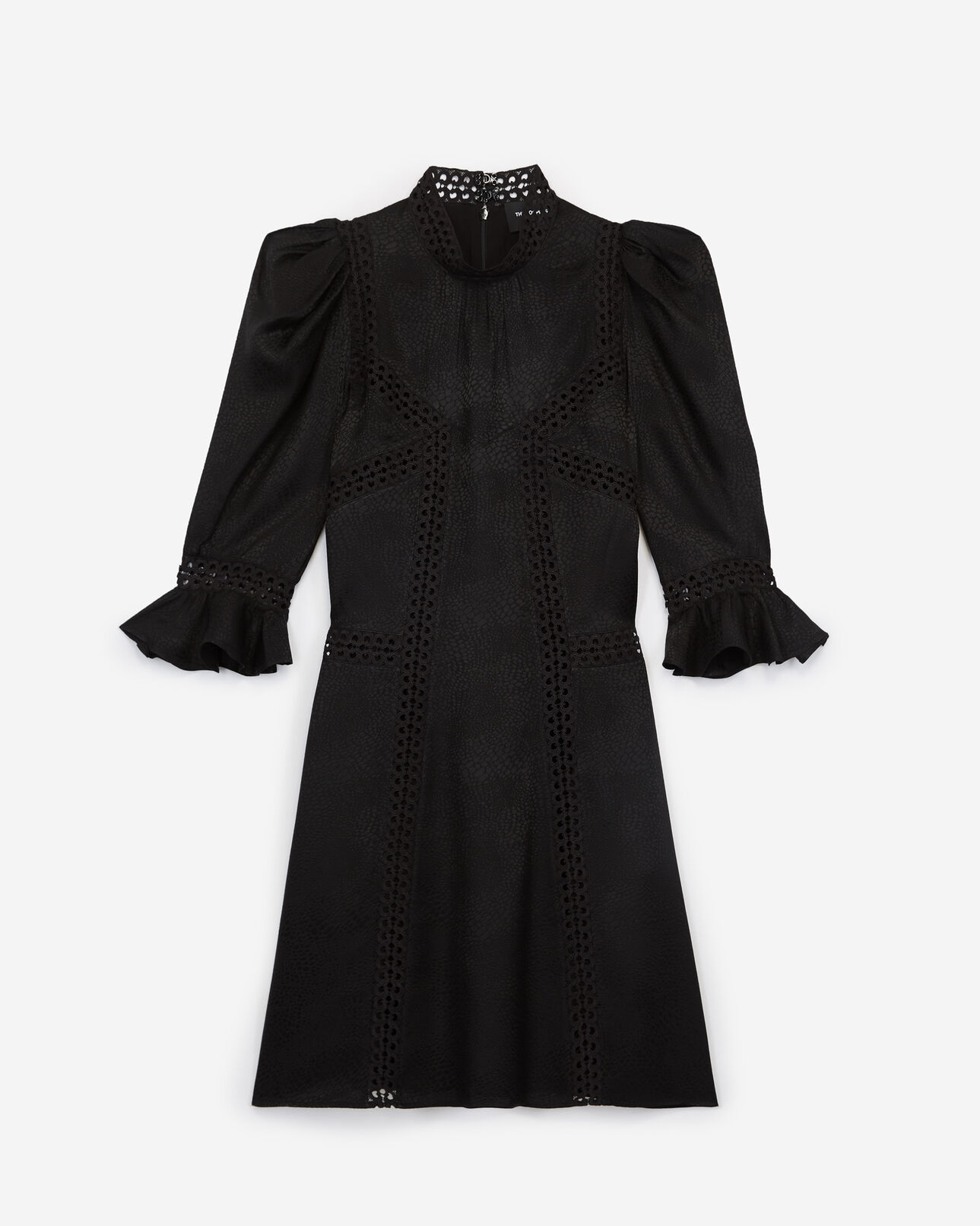 The Kooples FEMME BLACK robe courte habillée noire col montant