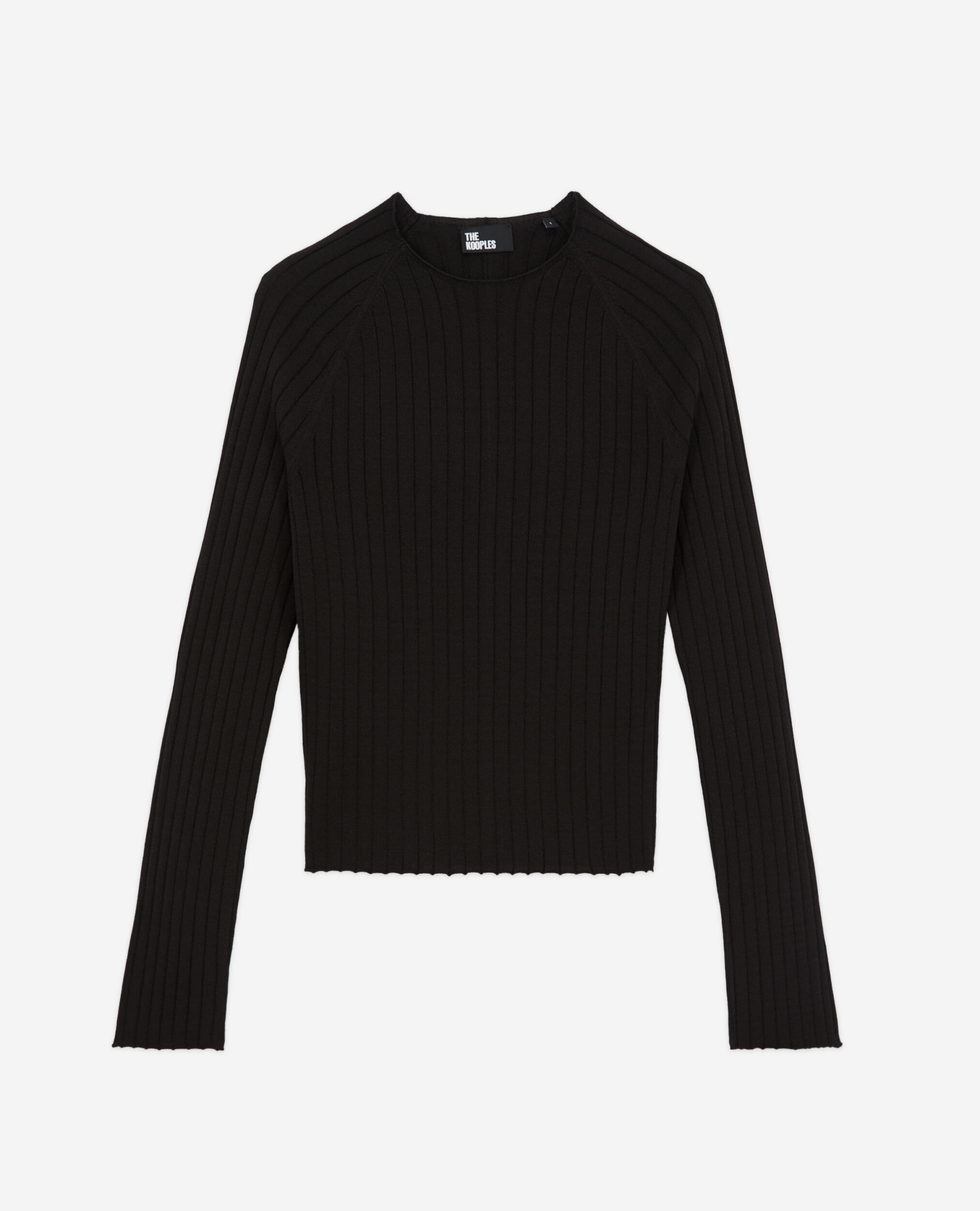 Black ribbed sweater, BLACK, hi-res image number null