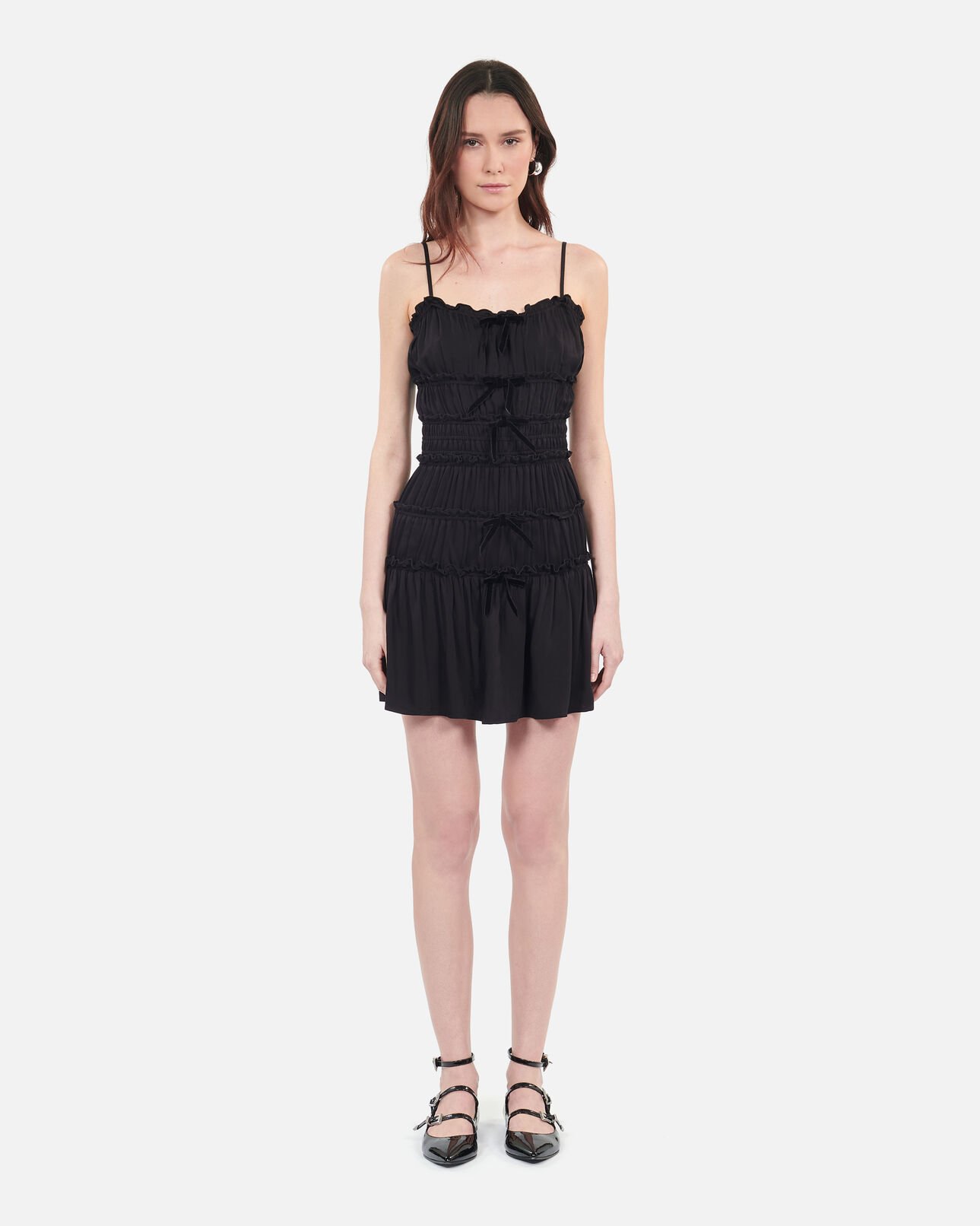 The Kooples FEMME BLACK robe courte avec nœuds noire
