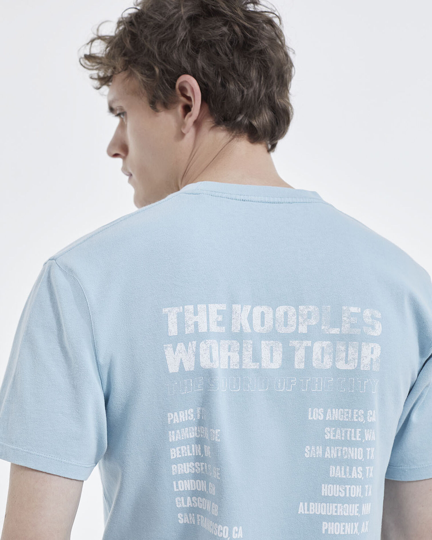 Sky blue cotton T-shirt w/ contrast logo, BLUE SKY, hi-res image number null