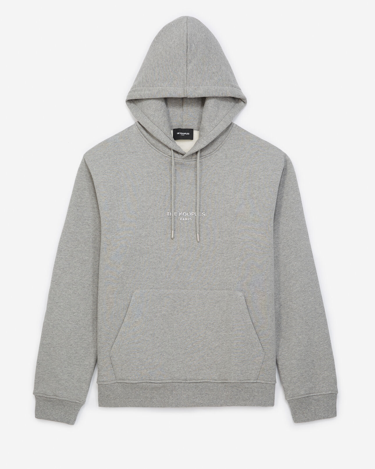 The Kooples HOMME GREY MELANGE sweat capuche coton gris à logo argenté