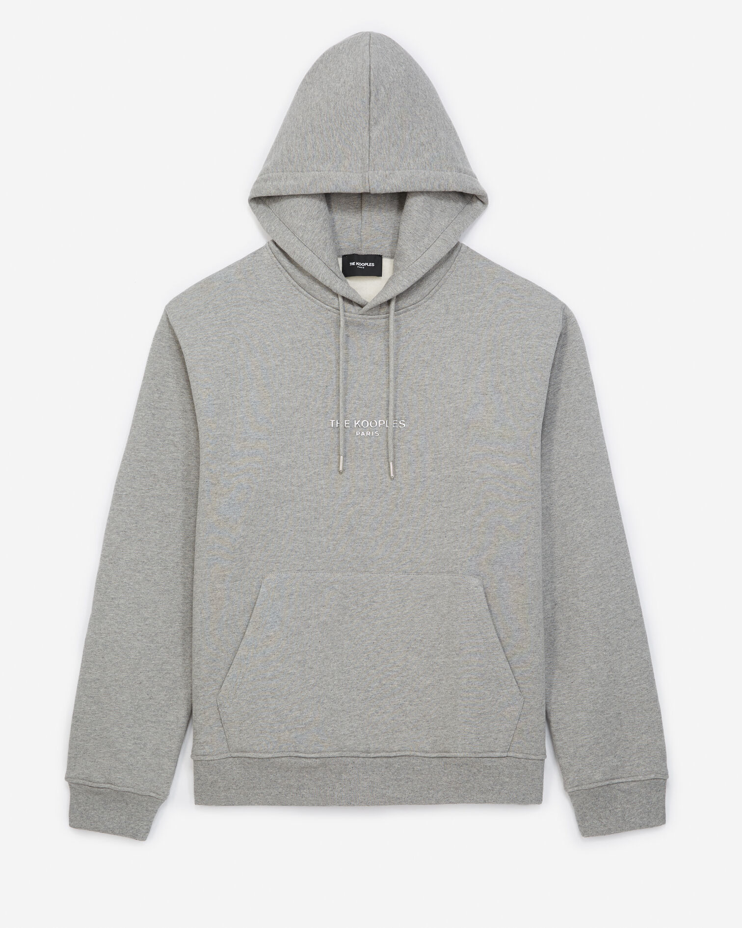 Sweat capuche coton gris à logo argenté, GREY MELANGE, hi-res image number null