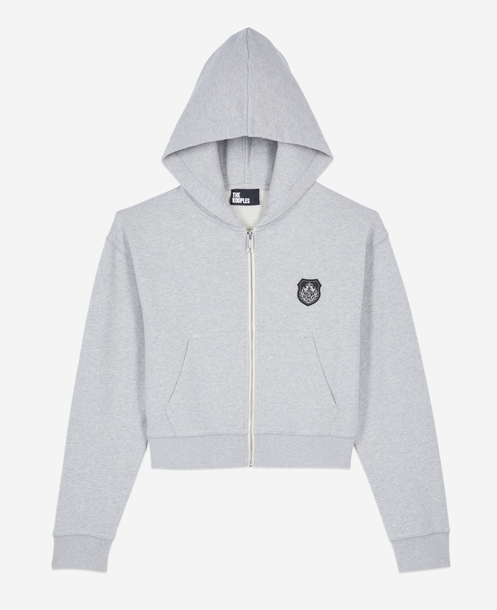 The Kooples F LIGHT GREY MELANGE grey blazon hoodie