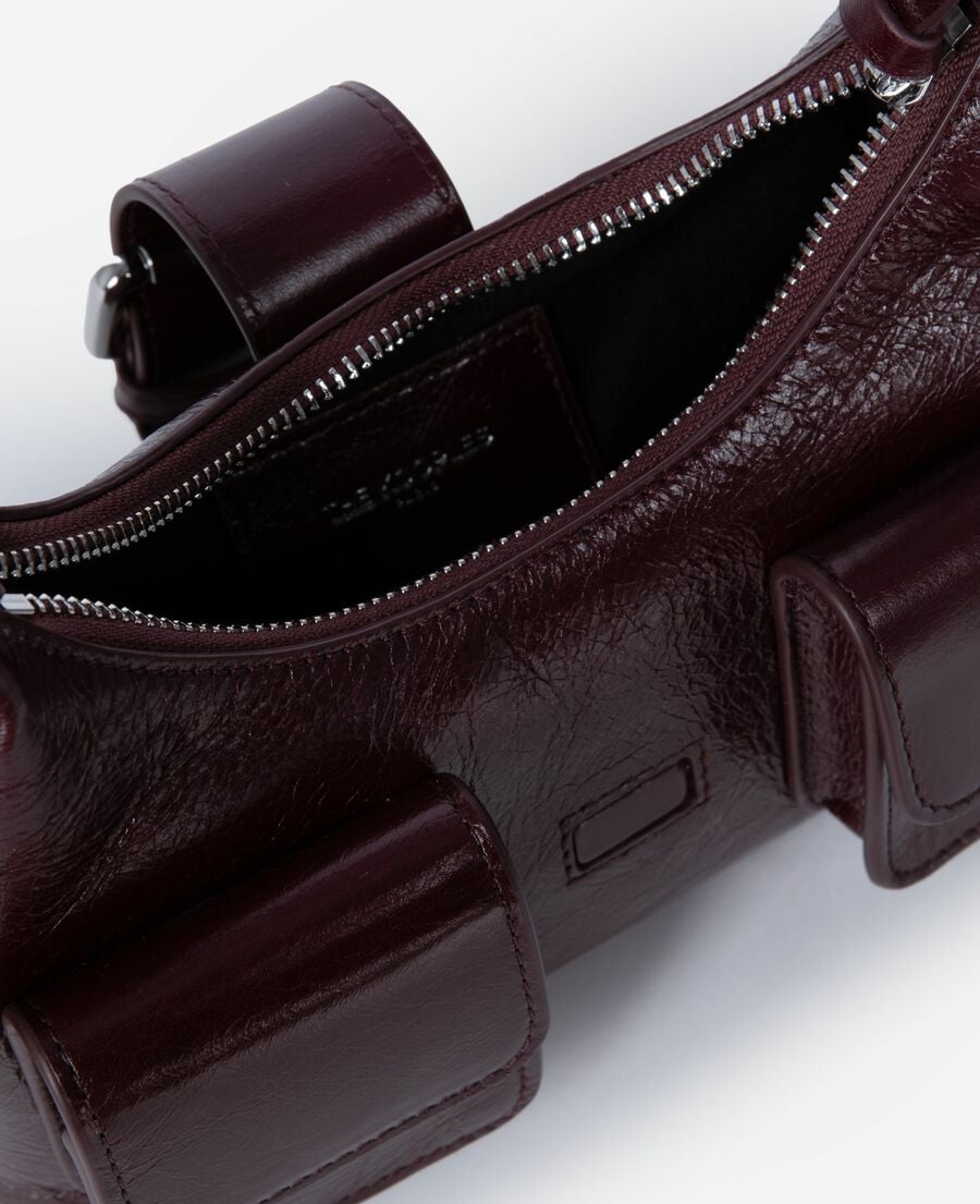 The Kooples F BORDEAUX amelia small bag in burgundy cracked leather