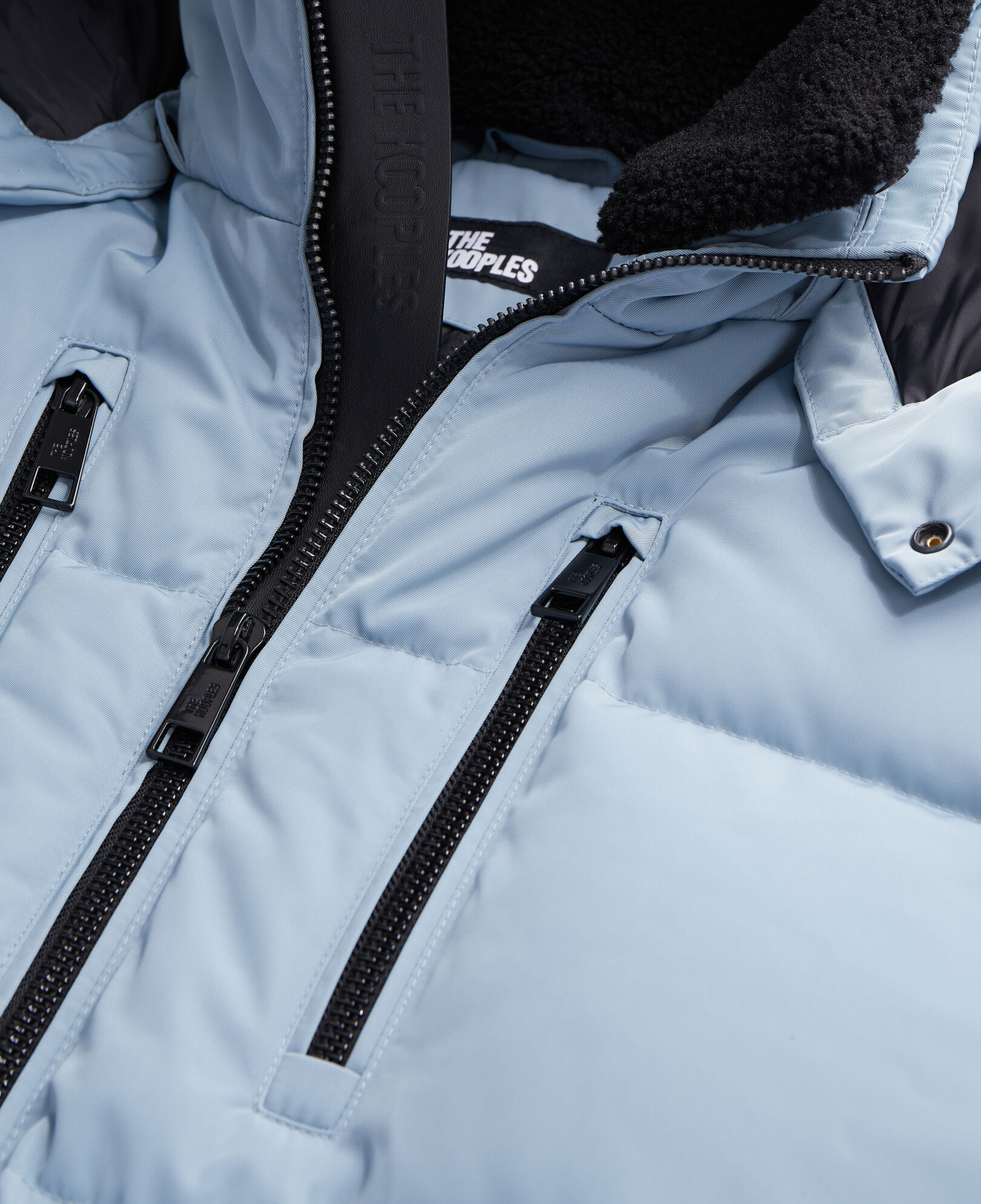 The Kooples HERREN BLUE GREY blaue daunenjacke mit kapuze