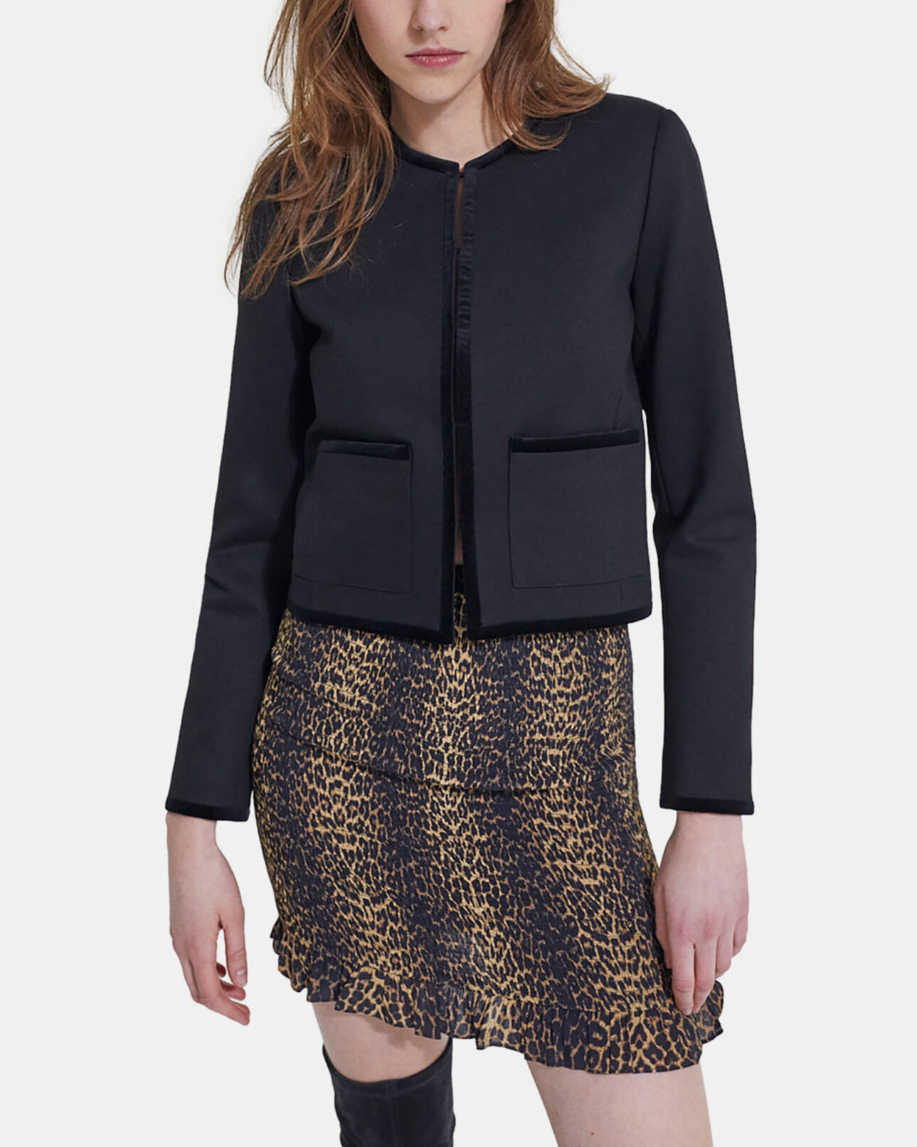 The Kooples WOMEN BLACK short black jacket