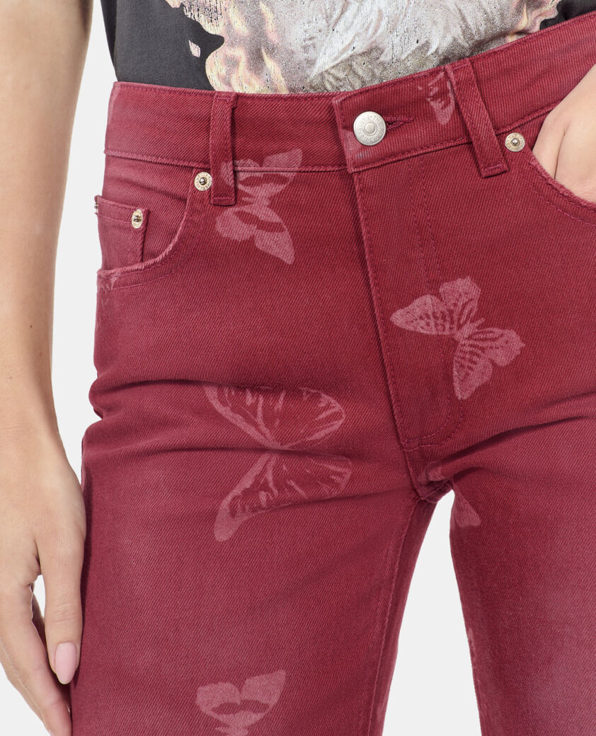 The Kooples WOMEN DARK RED butterfly print flare jeans