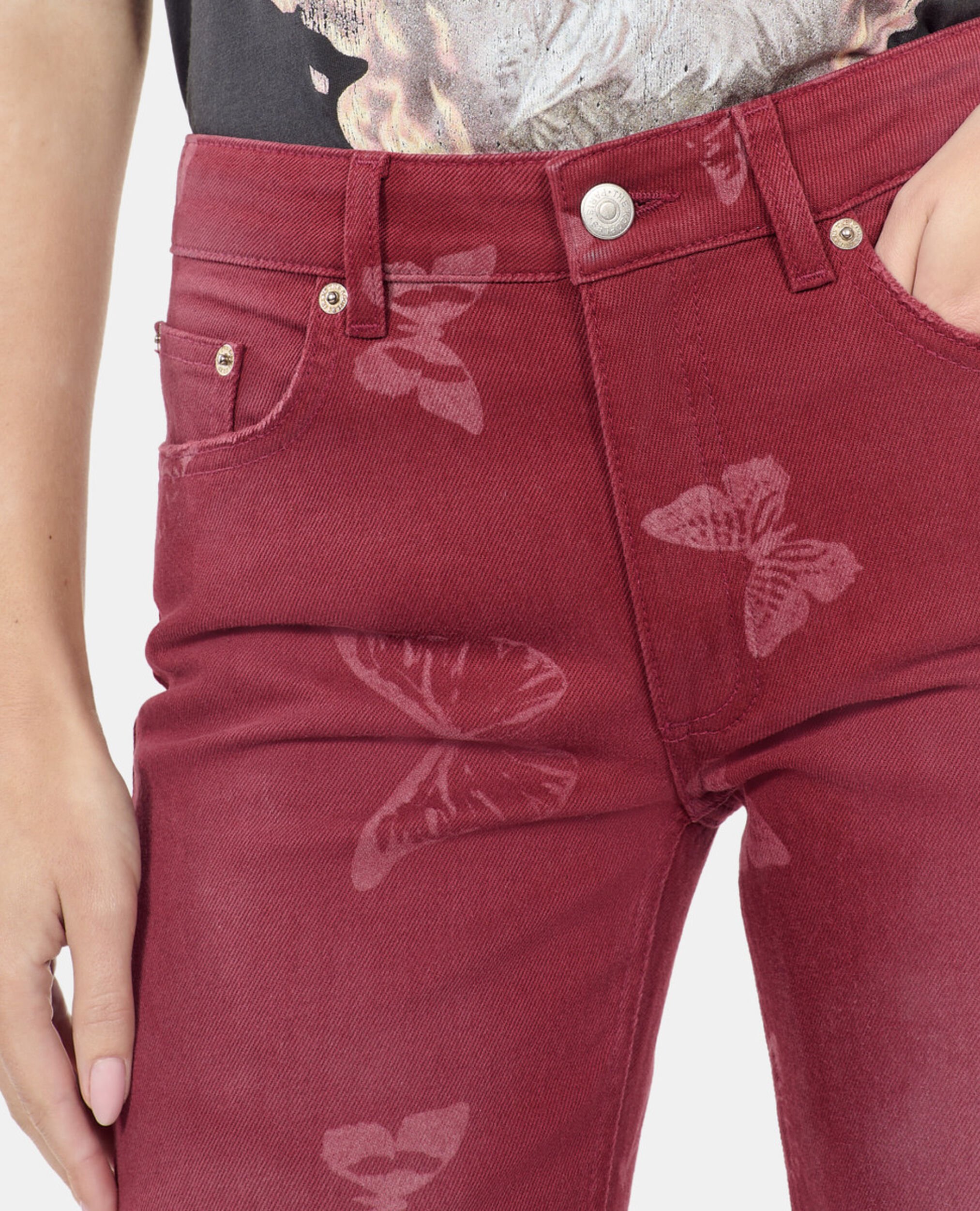 Jeans mit ausgestelltem Bein und Print, DARK RED, hi-res image number null