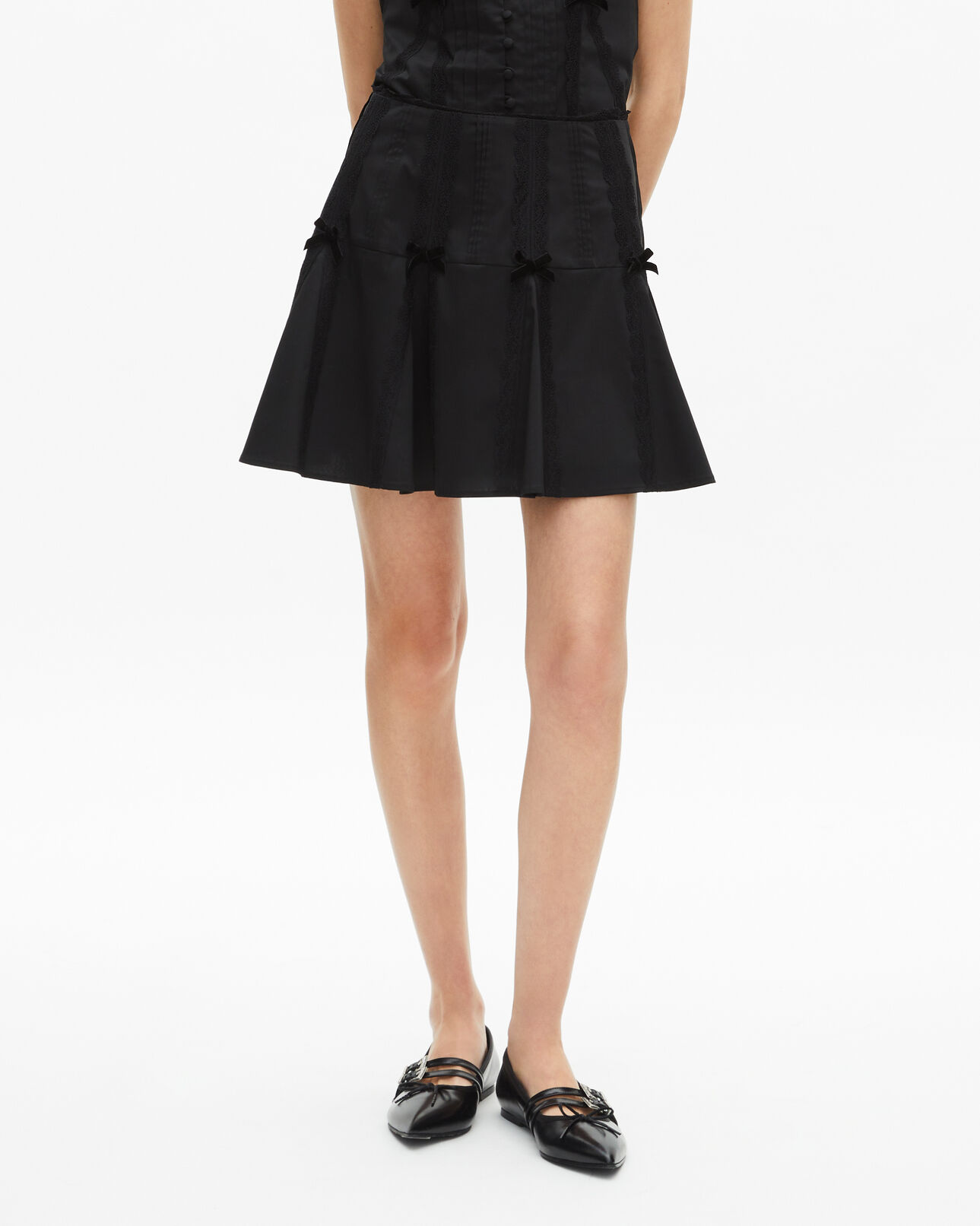 The Kooples DAMEN BLACK kurzer rock mit schleifen-details schwarz