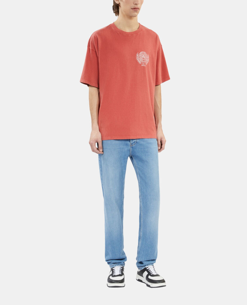 The Kooples HOMME RED BRIQUE t-shirt avec s&eacute;rigraphie rouge