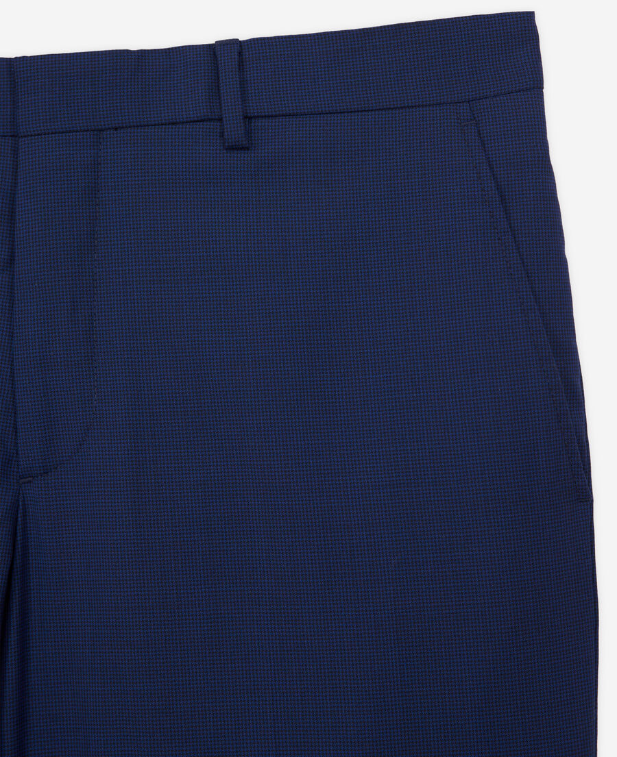 pantalon de costume micro motif bleu marine