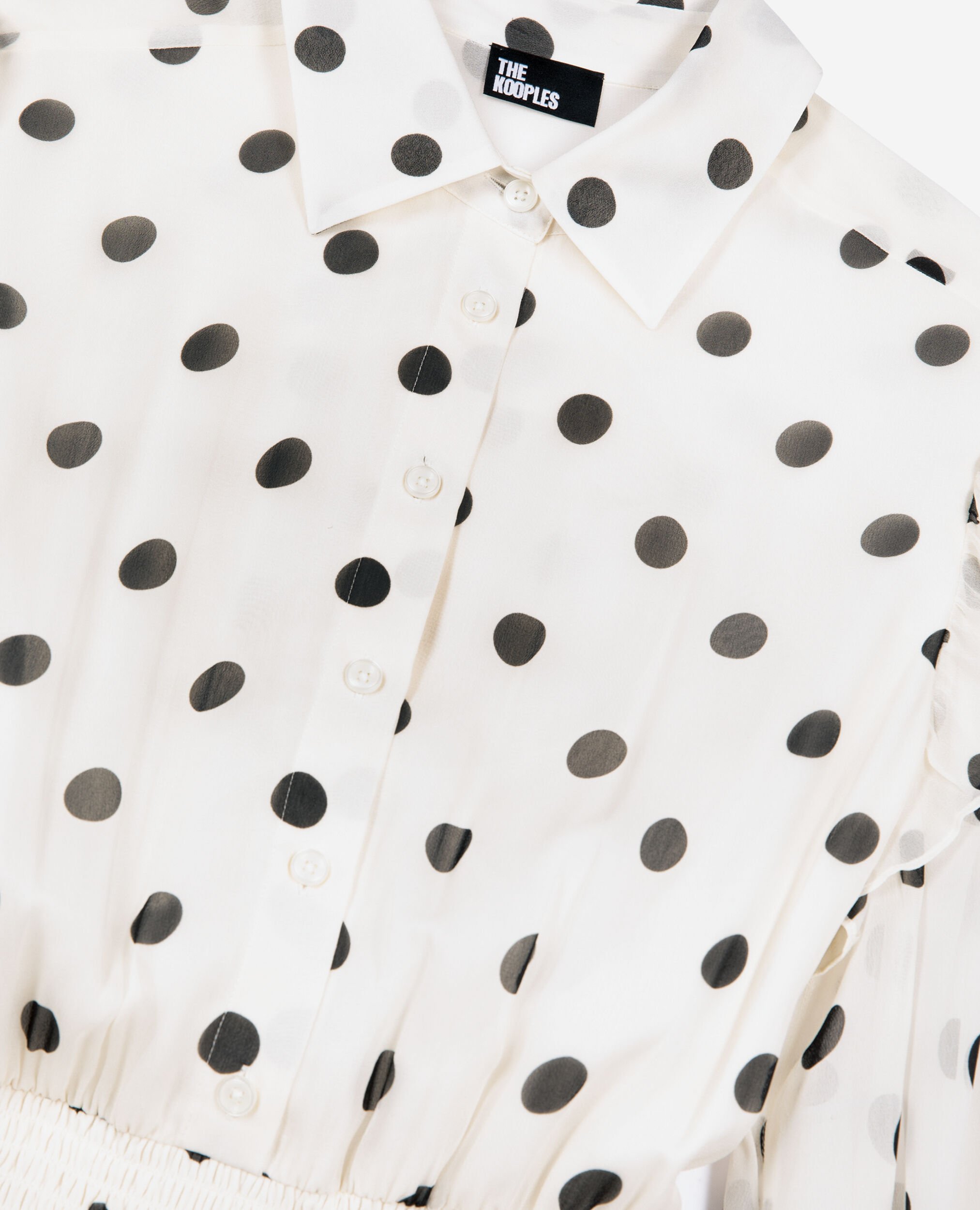 Robe longue blanche à pois écrue, WHITE / BLACK, hi-res image number null