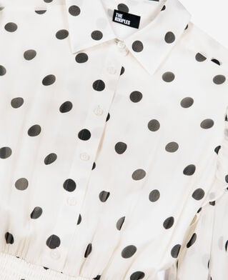 The Kooples FEMME WHITE / BLACK robe longue blanche à pois écrue