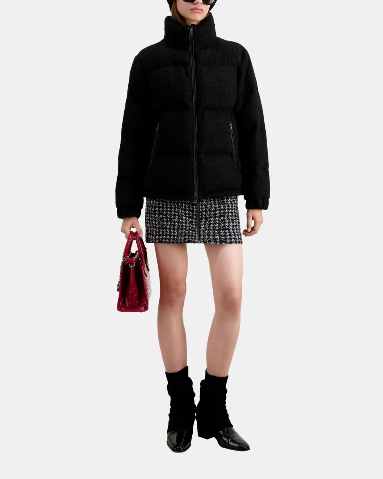 The Kooples FEMME BLACK doudoune noire en tweed