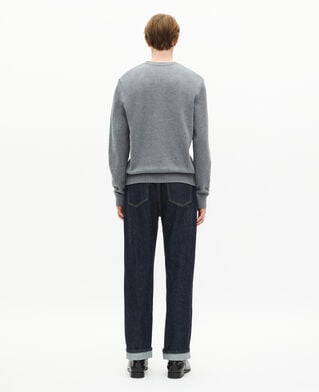 The Kooples MEN DARK GREY MELANGE light grey skull sweater