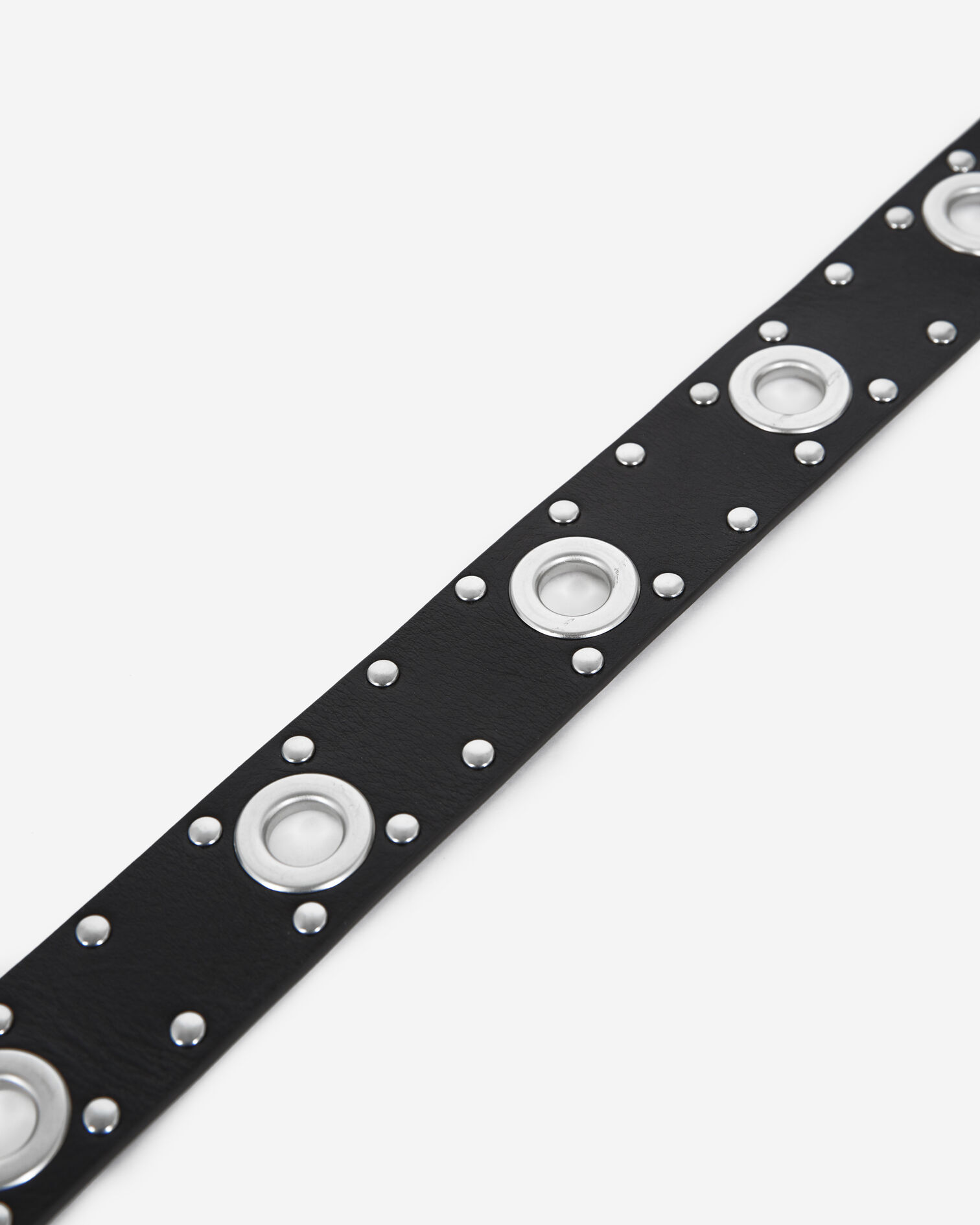Black leather belt with studs and eyelets, BLACK, hi-res image number null