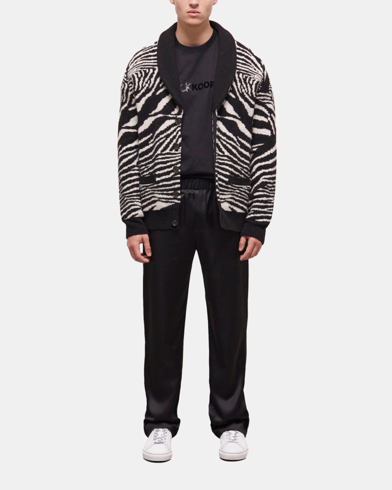 The Kooples HOMBRE BLACK WHITE jersey lana estampado