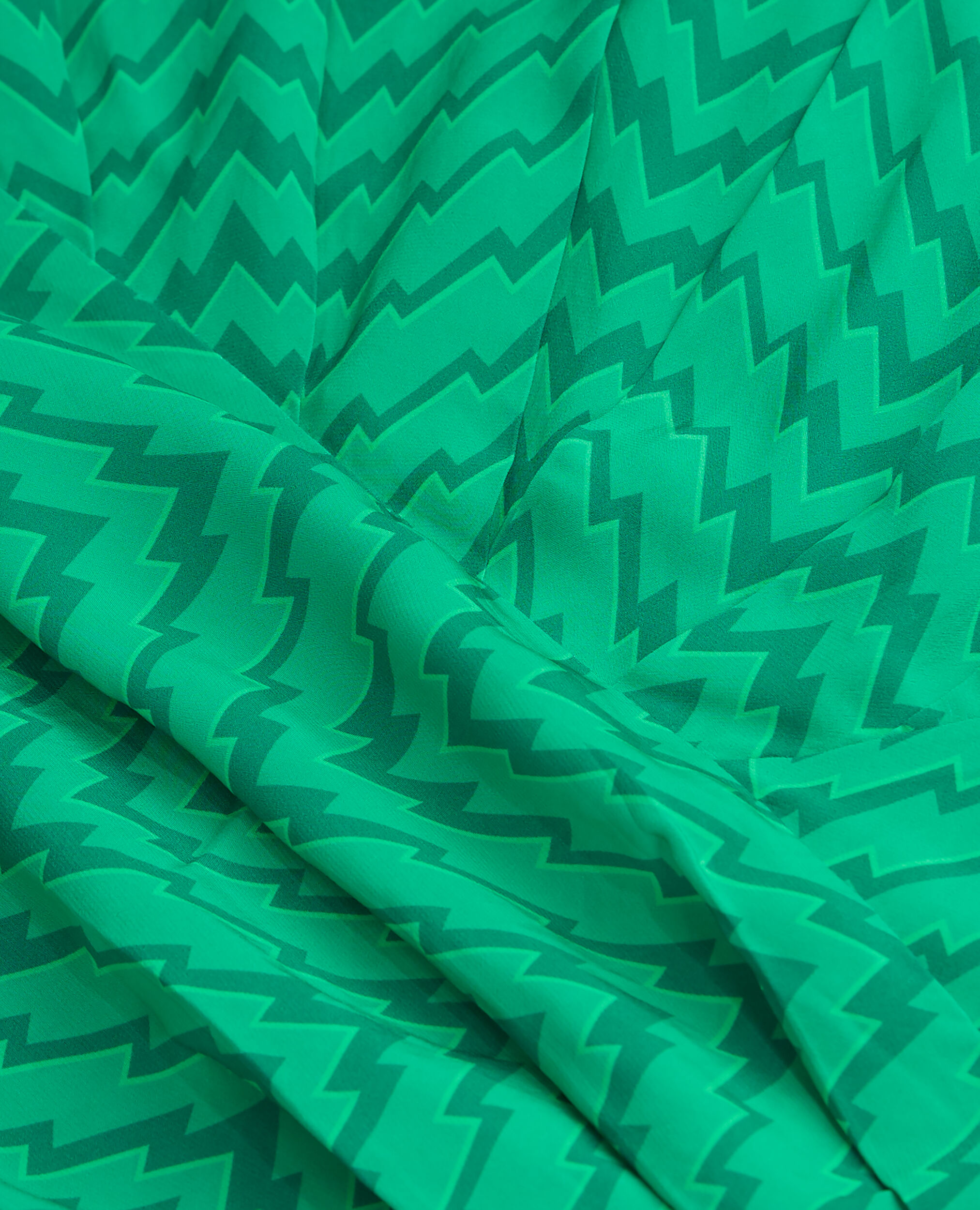 Robe courte imprimée zigzag verte, GREEN, hi-res image number null