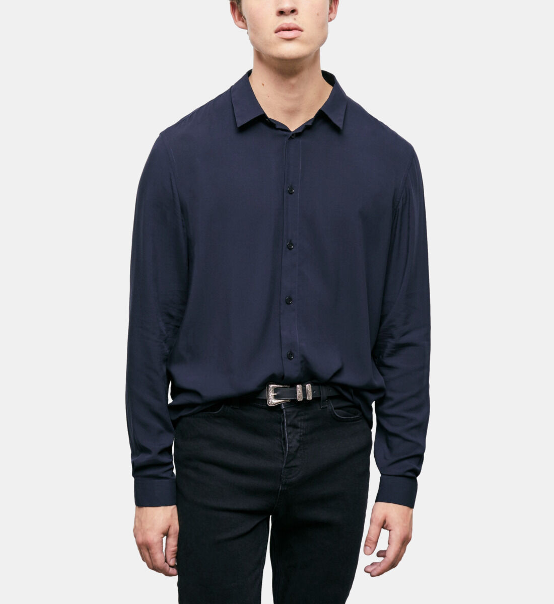 Classic navy blue shirt top