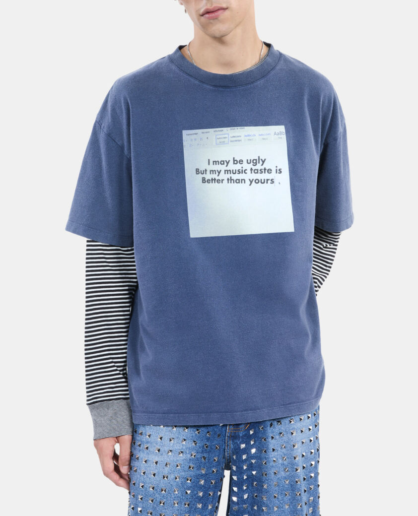 The Kooples HOMME DARK BLUE t-shirt à sérigraphie bleu