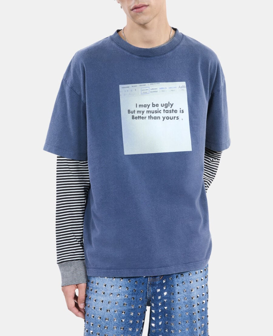 The Kooples HOMME DARK BLUE t-shirt à sérigraphie bleu