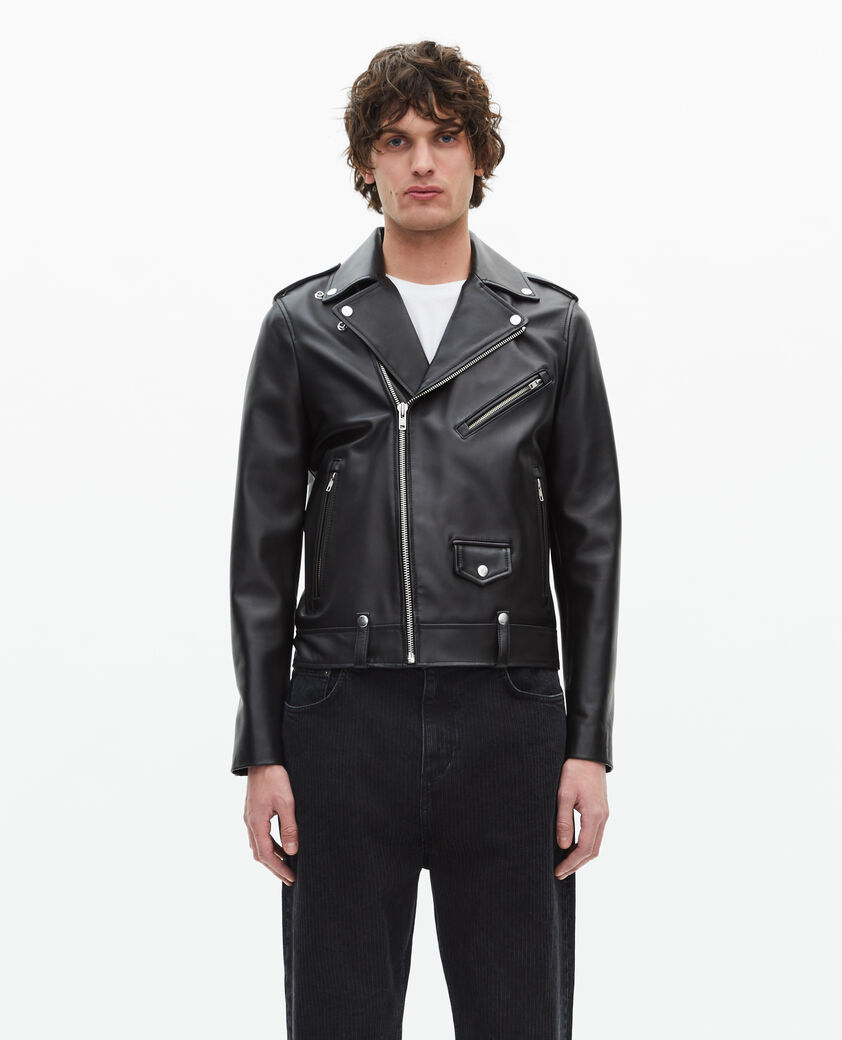 The Kooples HOMME BLACK blouson biker en cuir noir
