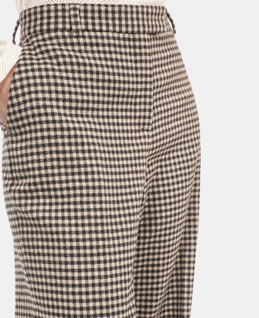 The Kooples DAMEN ECRU BLACK weite vichy-anzughose mit karomuster