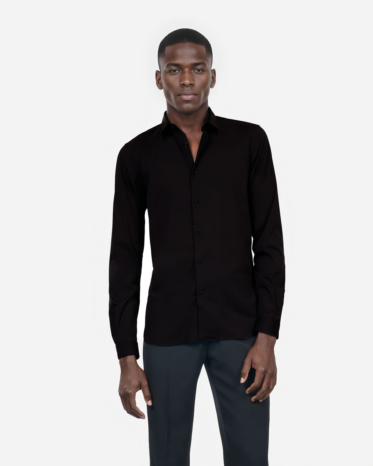 The Kooples MEN BLACK black poplin shirt