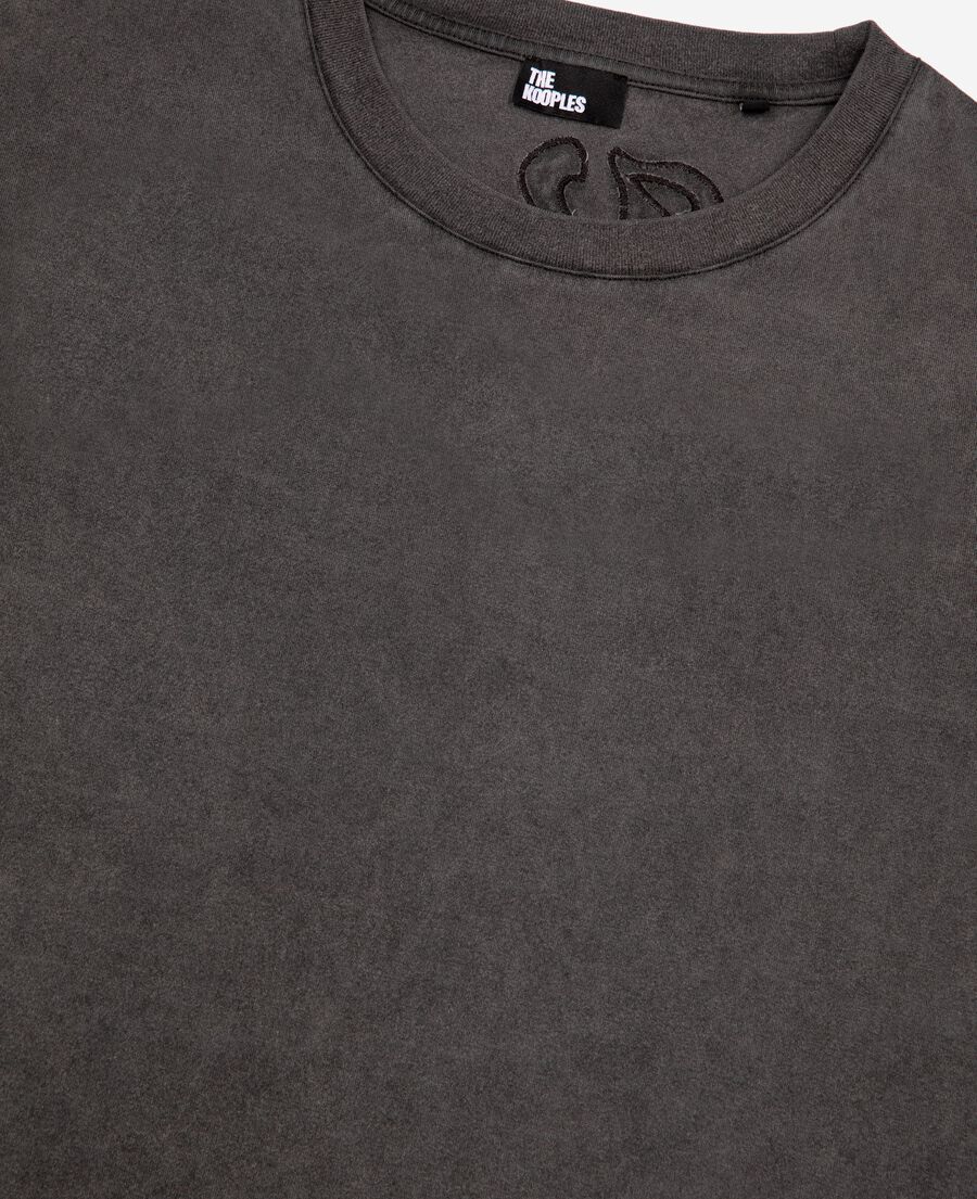 The Kooples H BLACK WASHED t-shirt with logo on black back