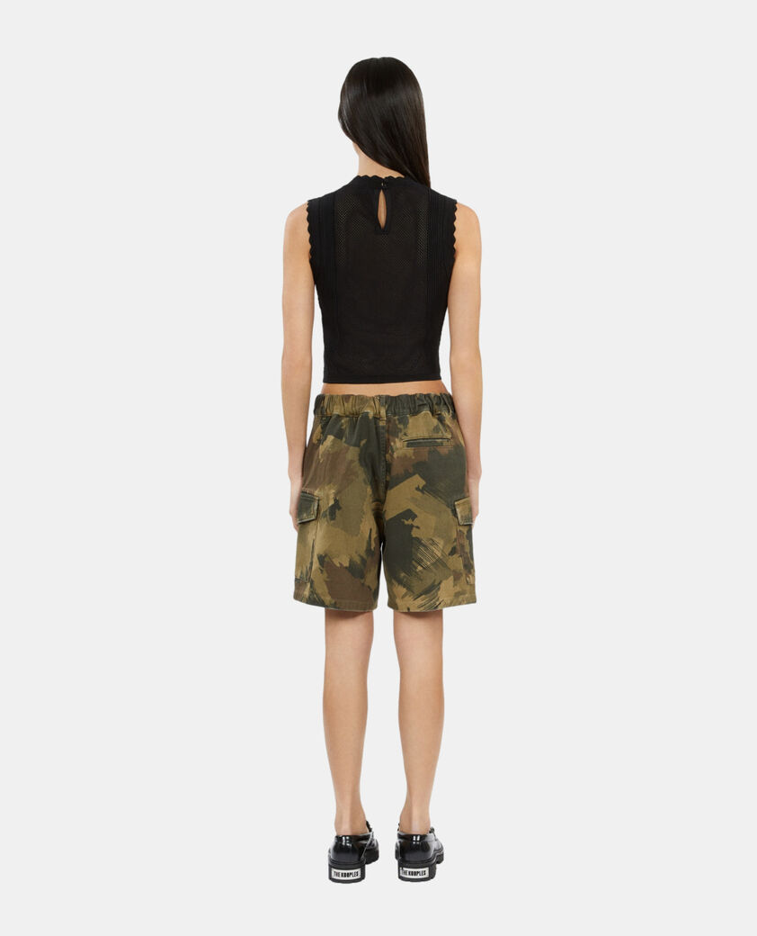 The Kooples FEMME CAMOUFLAGE_01 short camouflage en denim kaki