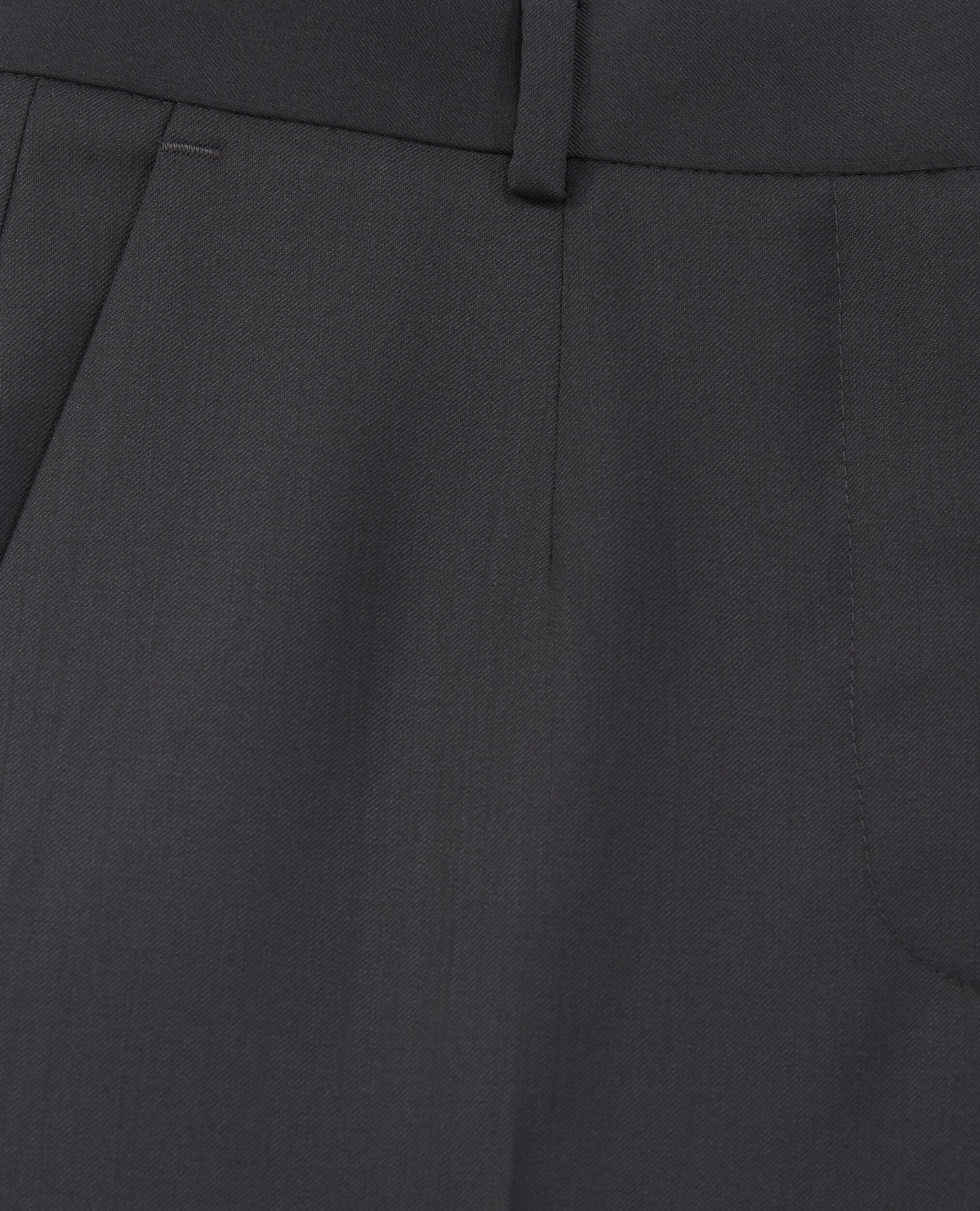 Anzughose schwarz Wolle Lederdetail, BLACK, hi-res image number null