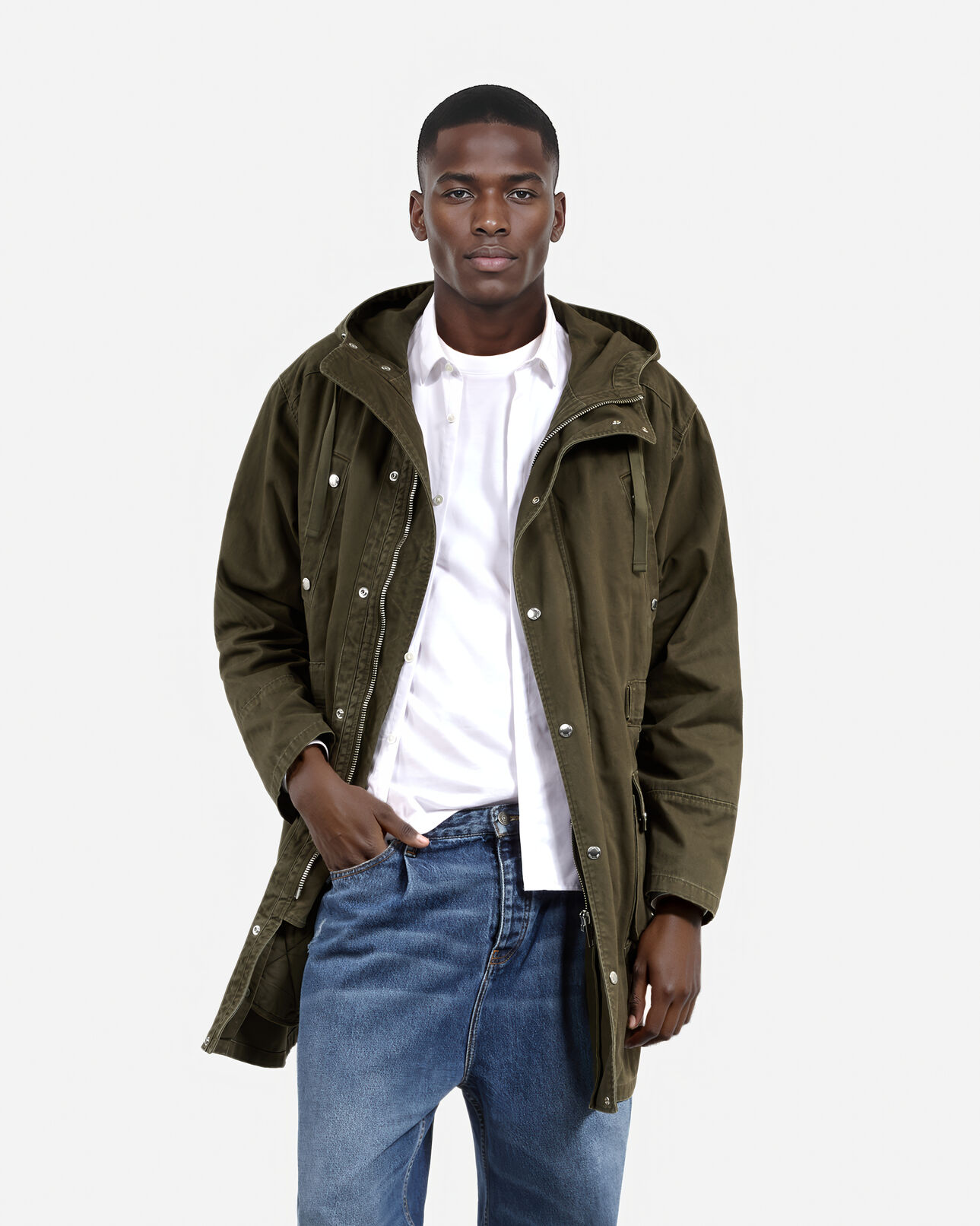 The Kooples HOMME KAKI parka à capuche kaki