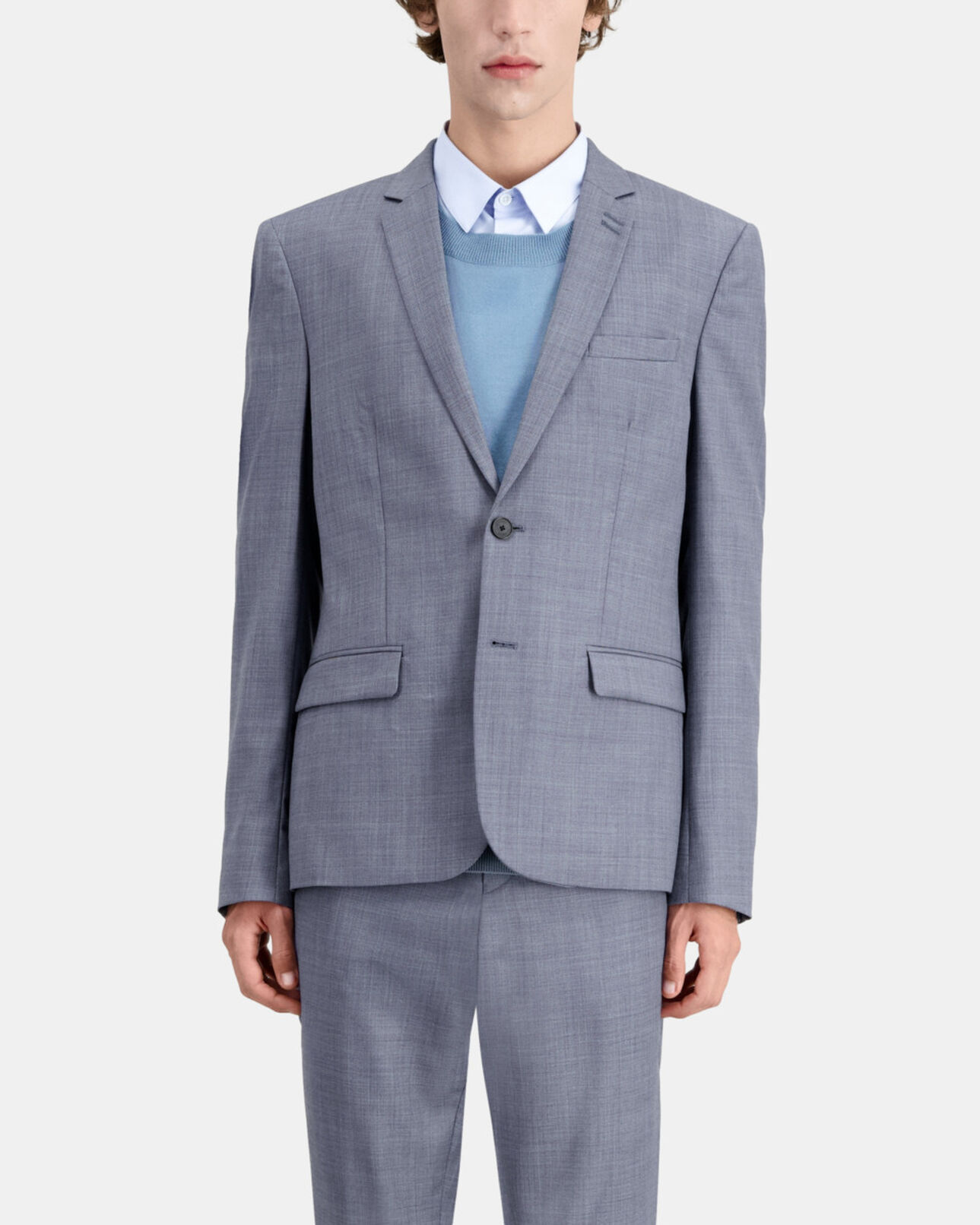 The Kooples HERREN LIGHT BLUE grau-blau karierte anzugjacke aus wolle
