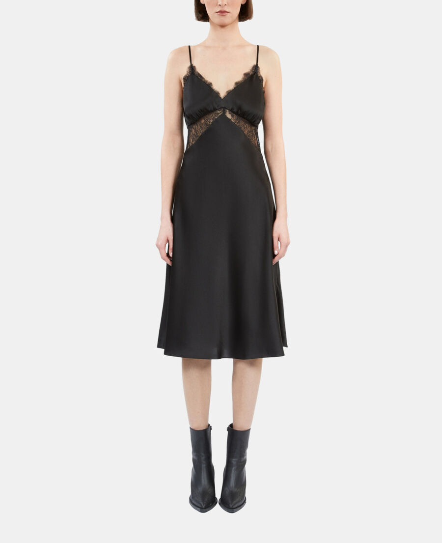 The Kooples F BLACK short black silk slip dress