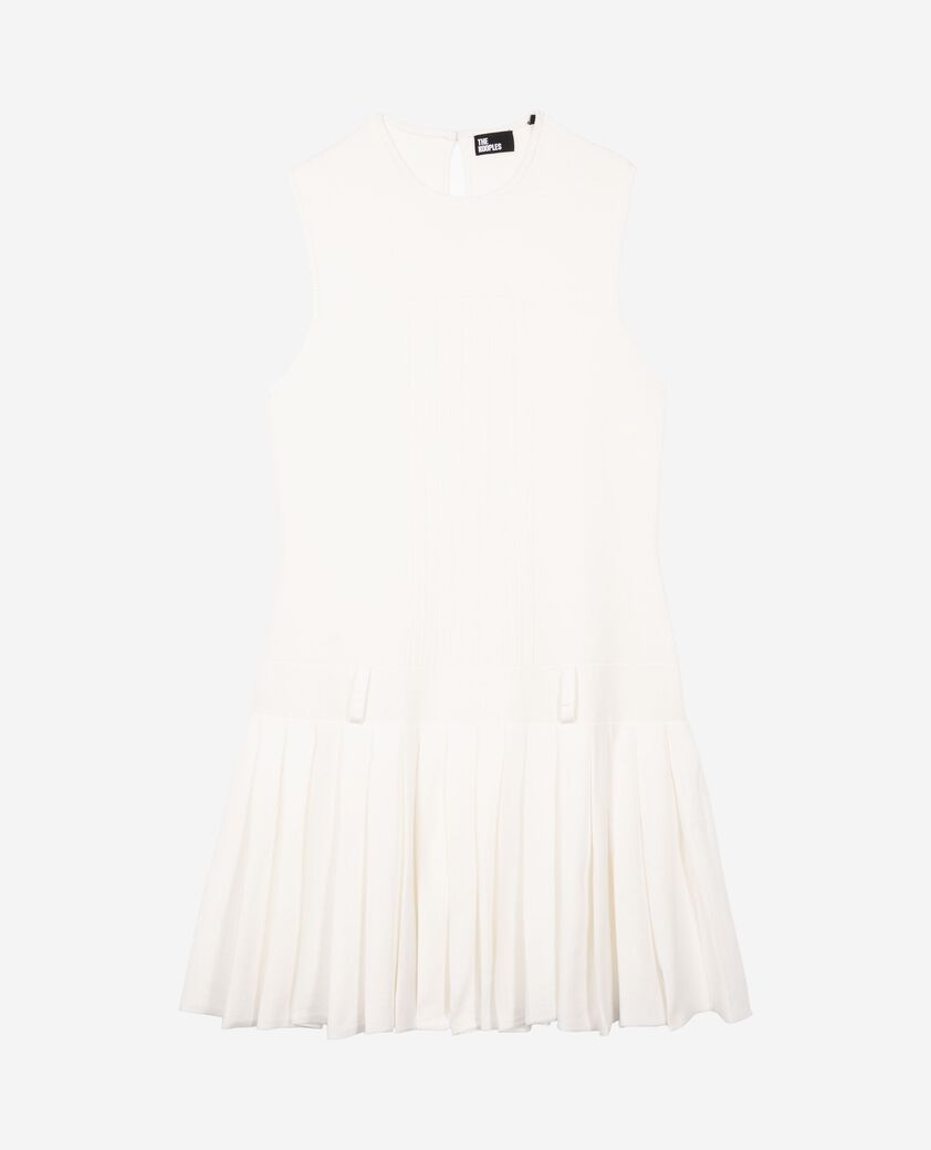 The Kooples WOMEN LIGHT BEIGE short dress in ecru pleated mesh