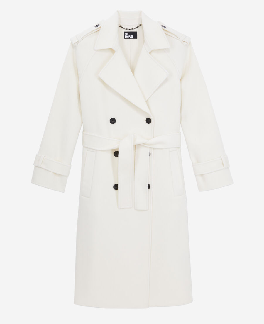 manteau long écru en mélange de laine