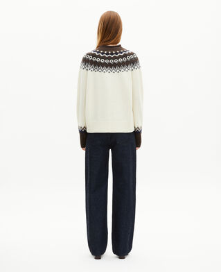 The Kooples FEMME ECRU / CAMEL pull à motif en laine mélangée écru