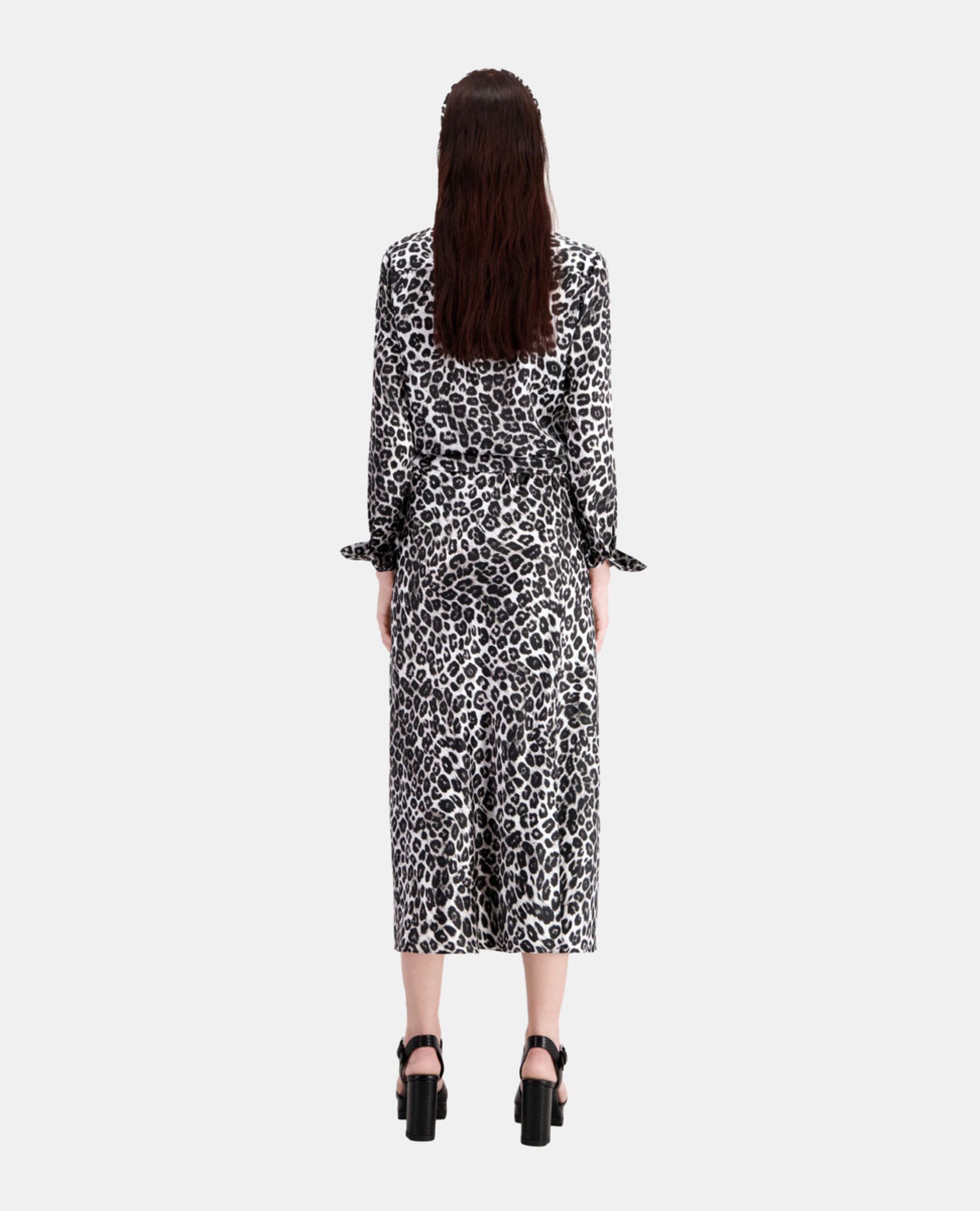 Long printed silk skirt, BLACK WHITE LEOPARD, hi-res image number null