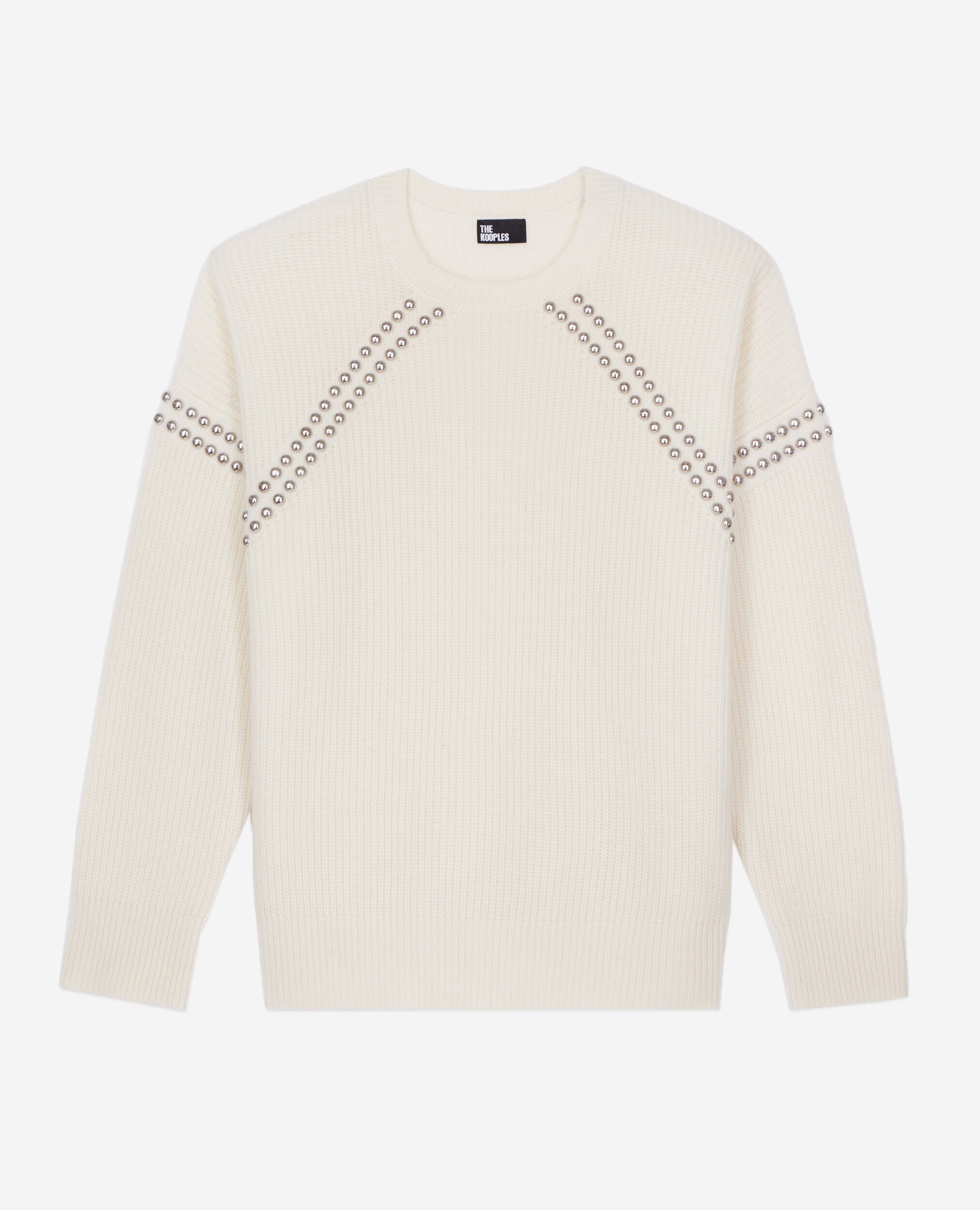 Ecru ribbed wool and cashmere sweater with studs The Kooples US