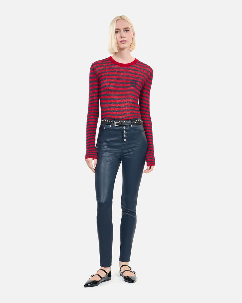 The Kooples F NAVY navy blue leather-effect skinny jeans 