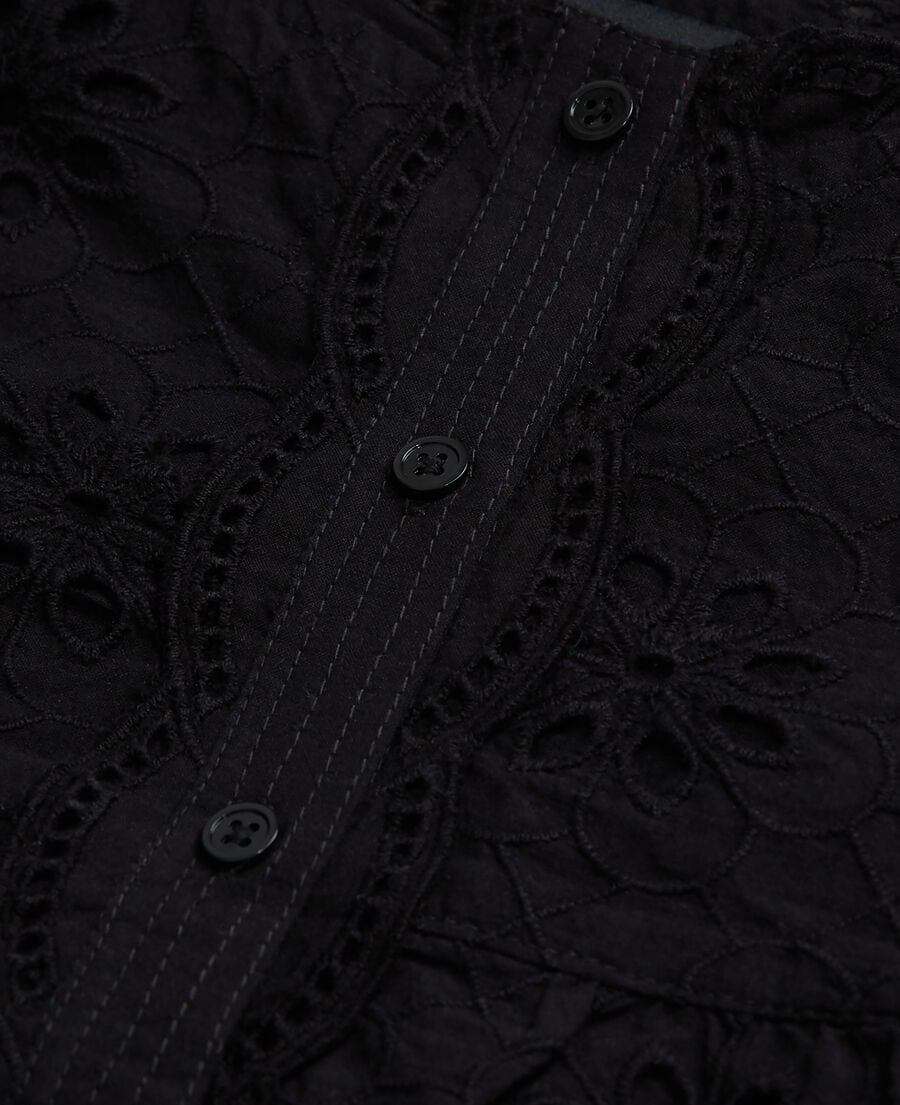 The Kooples F BLACK short black top with broderie anglaise