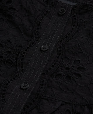 The Kooples F BLACK short black top with broderie anglaise
