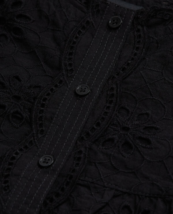 The Kooples WOMEN BLACK short black top with broderie anglaise
